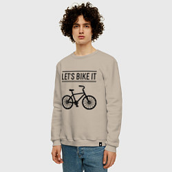 Свитшот хлопковый мужской Lets bike it, цвет: миндальный — фото 2