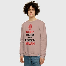 Свитшот хлопковый мужской Keep Calm & Forza Milan, цвет: пыльно-розовый — фото 2