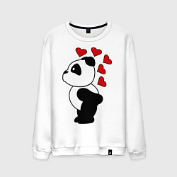 Свитшот хлопковый мужской Поцелуй панды: для него, цвет: белый