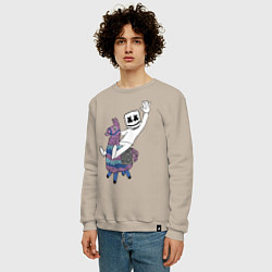 Свитшот хлопковый мужской Marshmello x Llama, цвет: миндальный — фото 2