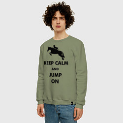 Свитшот хлопковый мужской Keep Calm & Jump On, цвет: авокадо — фото 2