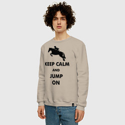 Свитшот хлопковый мужской Keep Calm & Jump On, цвет: миндальный — фото 2