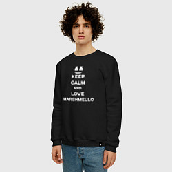 Свитшот хлопковый мужской Keep Calm & Love Marshmello, цвет: черный — фото 2