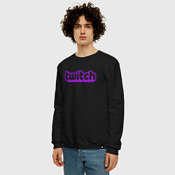 Свитшот хлопковый мужской Twitch Logo, цвет: черный — фото 2