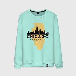 Свитшот хлопковый мужской Чикаго - США цвета мятный — фото 1