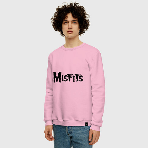 Мужской свитшот Misfits logo / Светло-розовый – фото 3