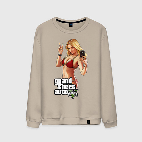 Мужской свитшот GTA V: Selfie / Миндальный – фото 1