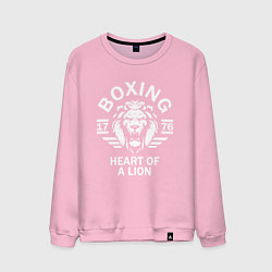 Свитшот хлопковый мужской Бокс - сердце льва, цвет: светло-розовый