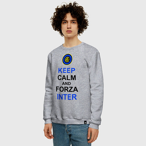 Мужской свитшот Keep Calm & Forza Inter / Меланж – фото 3