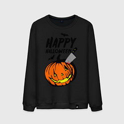 Свитшот хлопковый мужской Happy halloween, цвет: черный