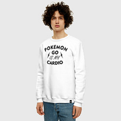 Свитшот хлопковый мужской Pokemon go is my Cardio, цвет: белый — фото 2