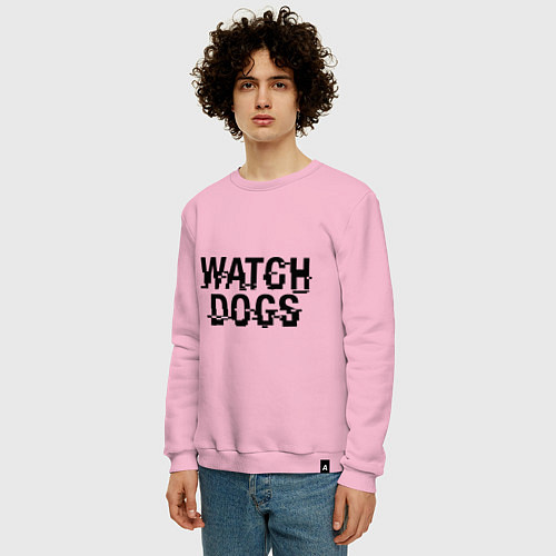 Мужской свитшот Watch Dogs / Светло-розовый – фото 3