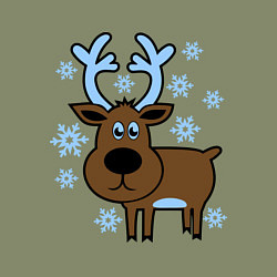 Свитшот хлопковый мужской Олень и снежинки, цвет: авокадо — фото 2