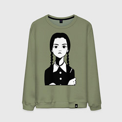 Свитшот хлопковый мужской Wednesday Addams, цвет: авокадо