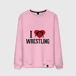 Свитшот хлопковый мужской I love wrestling, цвет: светло-розовый