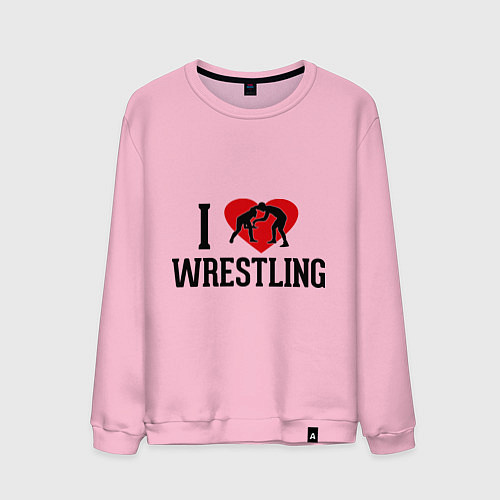 Мужской свитшот I love wrestling / Светло-розовый – фото 1