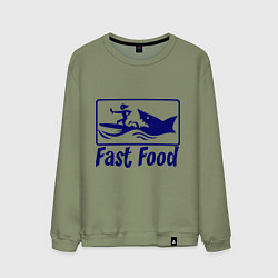 Свитшот хлопковый мужской Shark fast food, цвет: авокадо