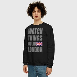 Свитшот хлопковый мужской Watch Things Duliu London, цвет: черный — фото 2