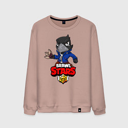 Свитшот хлопковый мужской BRAWL STARS CROW, цвет: пыльно-розовый