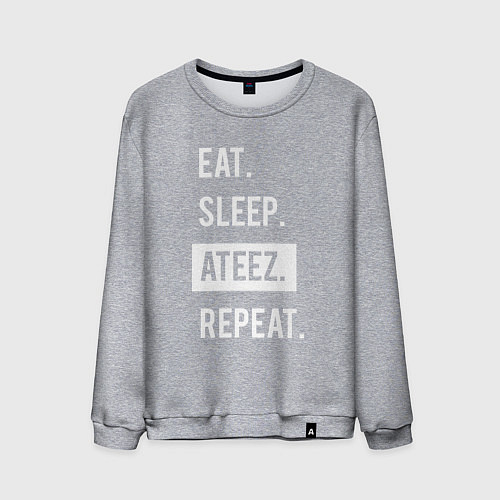 Мужской свитшот ЕСТЬ СПАТЬ ATEEZ ПОВТОРИТЬ / Меланж – фото 1