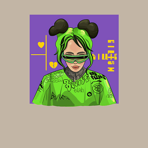 Мужской свитшот Billie Eilish Purple Art / Миндальный – фото 3