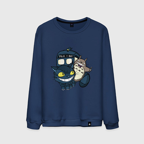 Мужской свитшот Tardis Totoro / Тёмно-синий – фото 1