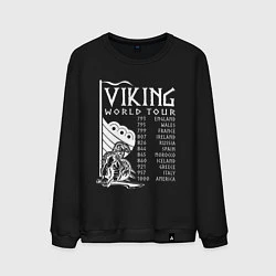 Свитшот хлопковый мужской Viking world tour, цвет: черный