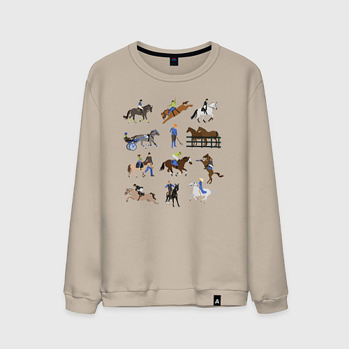 Мужской свитшот Конный виды спорта / Миндальный – фото 1