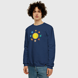 Свитшот хлопковый мужской Солнечная Система, цвет: тёмно-синий — фото 2