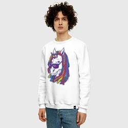 Свитшот хлопковый мужской Rasta Unicorn, цвет: белый — фото 2