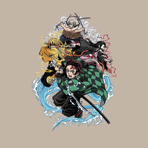 Мужской свитшот KIMETSU NO YAIBA / Миндальный – фото 3