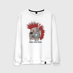 Свитшот хлопковый мужской Rebel hard music, цвет: белый