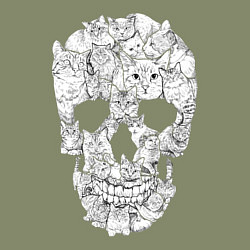 Свитшот хлопковый мужской ЧЕРЕП ИЗ КОТИКОВ, цвет: авокадо — фото 2