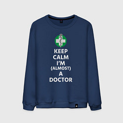 Свитшот хлопковый мужской Keep calm I??m a doctor, цвет: тёмно-синий