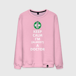 Свитшот хлопковый мужской Keep calm I??m a doctor, цвет: светло-розовый