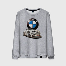 Свитшот хлопковый мужской BMW оскал, цвет: меланж