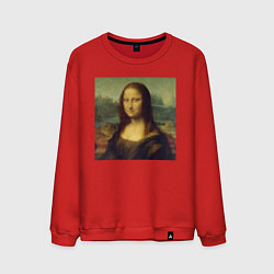 Свитшот хлопковый мужской Mona Lisa pixels, цвет: красный