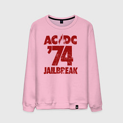 Свитшот хлопковый мужской ACDC 74 jailbreak, цвет: светло-розовый