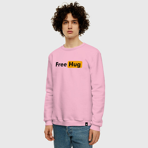 Мужской свитшот FREE HUG / Светло-розовый – фото 3