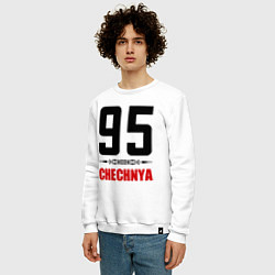 Свитшот хлопковый мужской 95 Chechnya, цвет: белый — фото 2