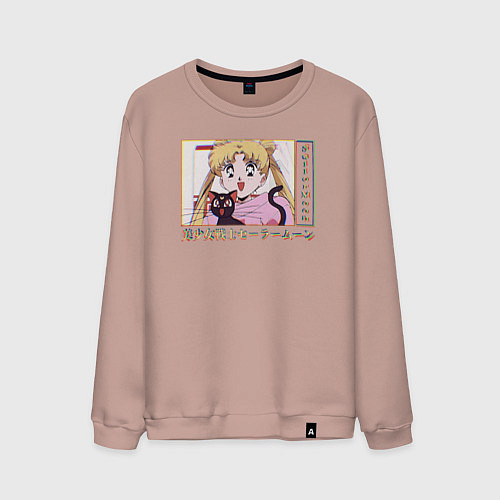 Мужской свитшот Sailor Moon Usagi Tsukino Luna / Пыльно-розовый – фото 1