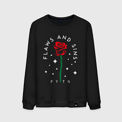 Свитшот хлопковый мужской PYTN X ROSE НА СПИНЕ, цвет: черный
