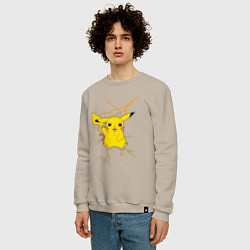 Свитшот хлопковый мужской Pikachu, цвет: миндальный — фото 2