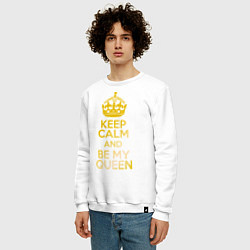 Свитшот хлопковый мужской Keep Calm & Be My Queen, цвет: белый — фото 2
