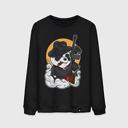 Свитшот хлопковый мужской Panda Gangster, цвет: черный