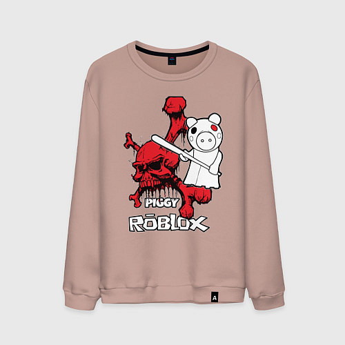 Мужской свитшот Свинка Пигги из Roblox / Пыльно-розовый – фото 1
