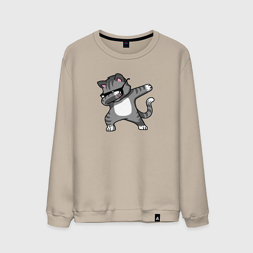 Мужской свитшот Котик dub / Миндальный – фото 1