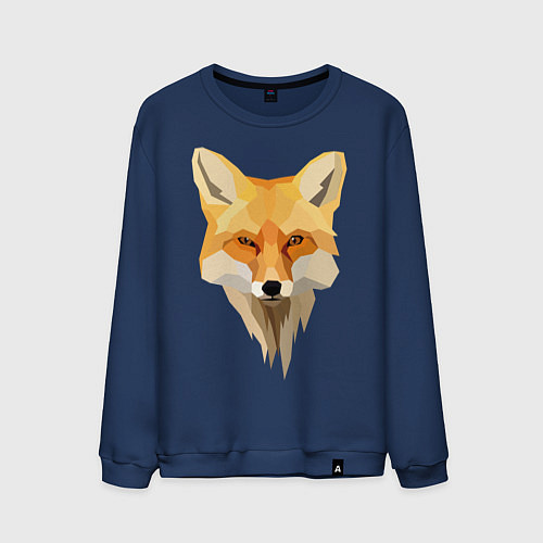 Мужской свитшот Лис арт / Тёмно-синий – фото 1