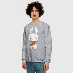 Свитшот хлопковый мужской Зайчик с морковкой, цвет: меланж — фото 2