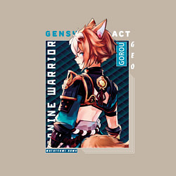 Свитшот хлопковый мужской Горо Gorou с надписями, Genshin Impact, цвет: миндальный — фото 2